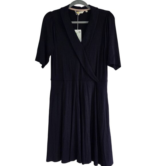 Boden NWT Fixed Wrap Jersey Dress Navy Pockets Size 10R - Picture 2 of 13